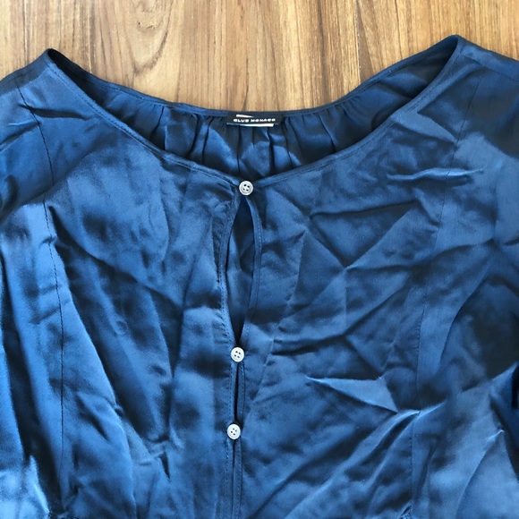 Club Monaco Navy Blouse Poet Sleeve - Picture 3 of 6
